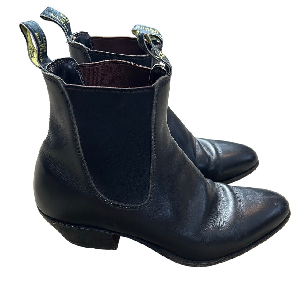 R.M. Williams Boots Mens 10.5 UK 9.5G Santa Fe Chelsea Cuban Heel Leather Black